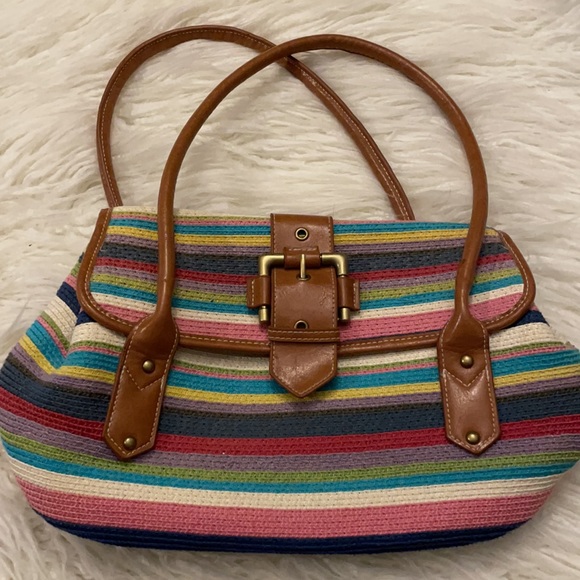 Rainbow 🌈 straw/wicker like unique custom colorful handbag purse shoulder bag - Picture 2 of 11